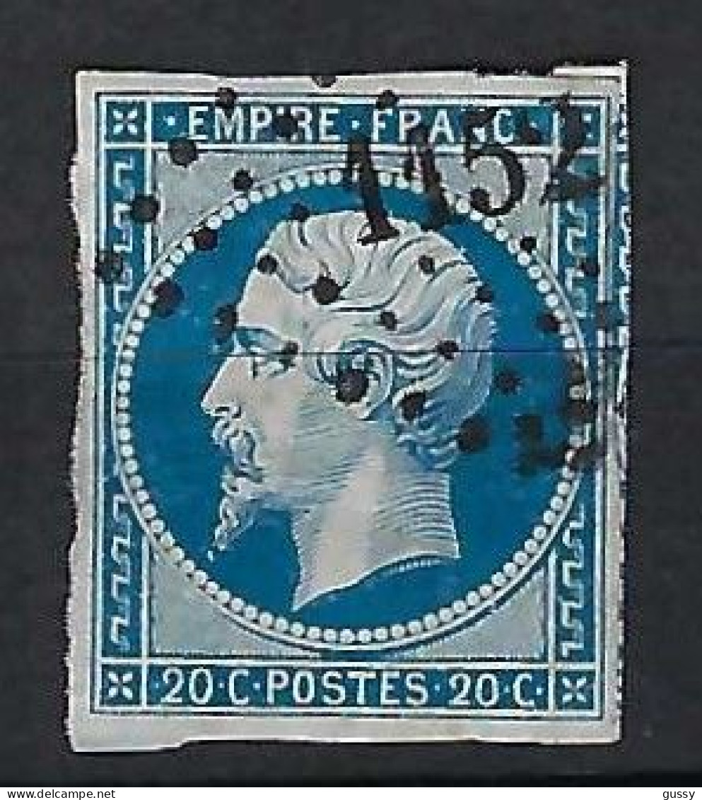 FRANCE Classique, B Obl. PC Des Villes Sur TP Isolés: PC 1152 (Dunkerque,1) Sur Y&T 14A - 1853-1860 Napoléon III.