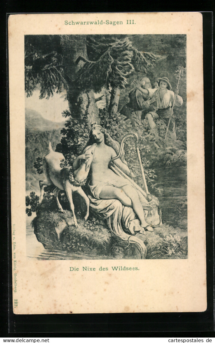 AK Schwarzwald-Sagen, Die Nixe Des Wildsees Mit Harfe  - Fairy Tales, Popular Stories & Legends