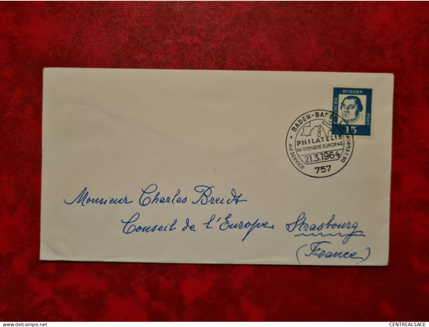 Lettre ALLEMAGNE 1964 CACHET BADEN BADEN PHILATELIE IM DIENST EUROPAS - Autres & Non Classés