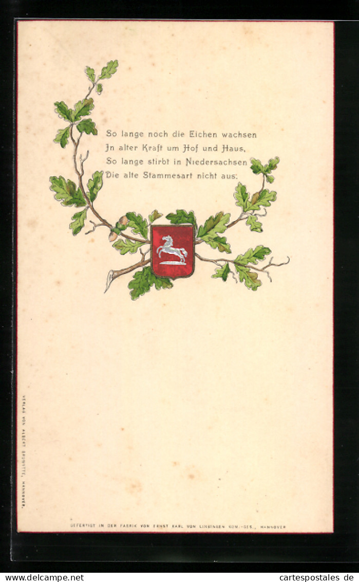 Präge-Künstler-AK Wappen Von Niedersachsen  - Généalogie