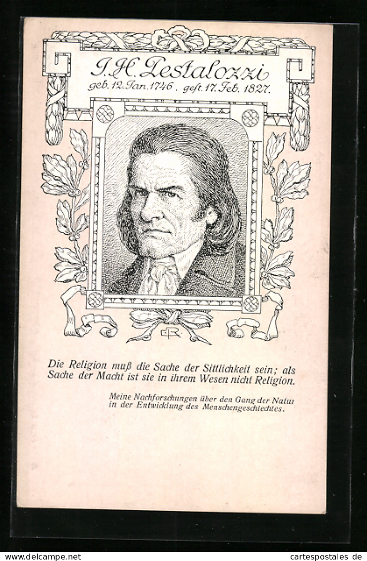 Künstler-AK C. Ranzenhofer: Verein Freie Schule Wien, J. H. Pestalozzi  - Personajes Históricos