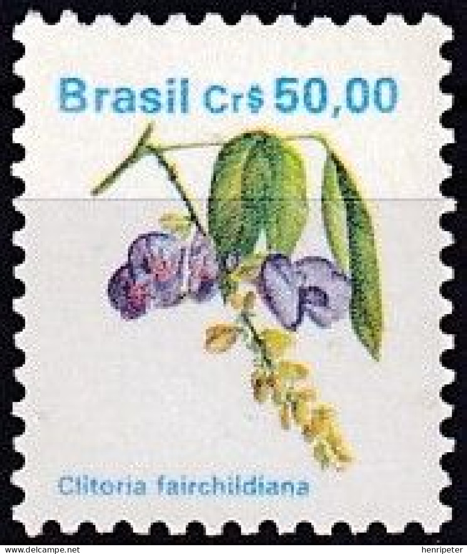 Timbre-poste Gommé Dentelé Neuf** - Clitoria Fairchildiana, Le Sombreiro - N° 1964 (Yvert Et Tellier) - Brésil 1990 - Unused Stamps
