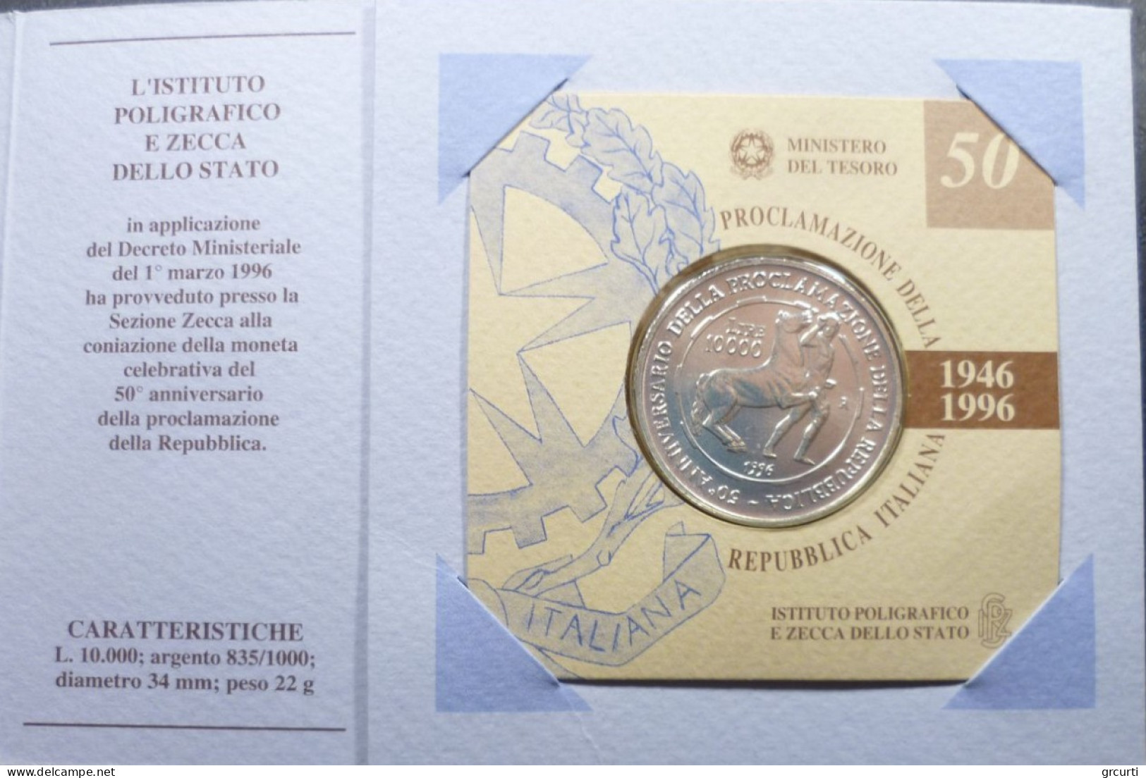 Italia - 10000 Lire 1996 - 50° Proclamazione Della Repubblica - Gig# 469 - KM# 179 - 10 000 Lire