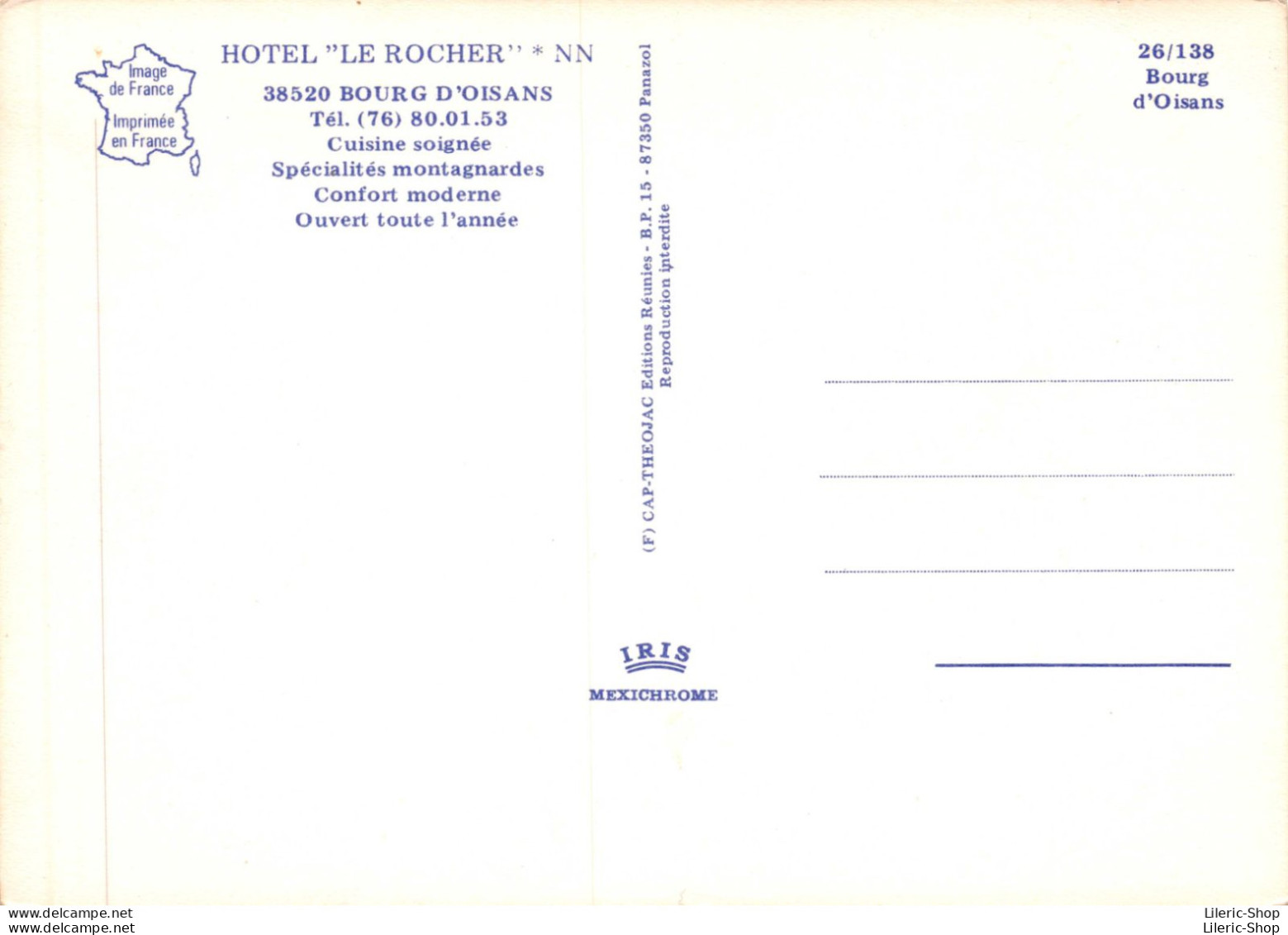 HOTEL "LE ROCHER" * NN 38520 BOURG D'OISANS # Automobiles Peugeot 404, FIAT 850 - Bourg-d'Oisans