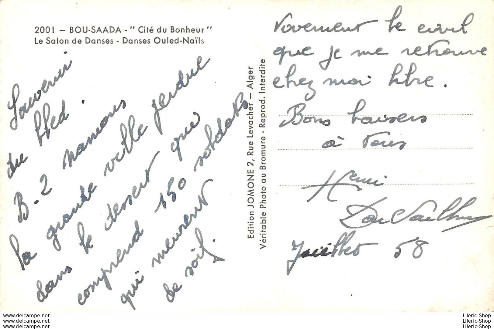 ALGÉRIE > BOU-SAADA - " Cite Du Bonheur"  Le Salon De Danses - Danses Ouled-Nails Cpsm 1958 - Afrique