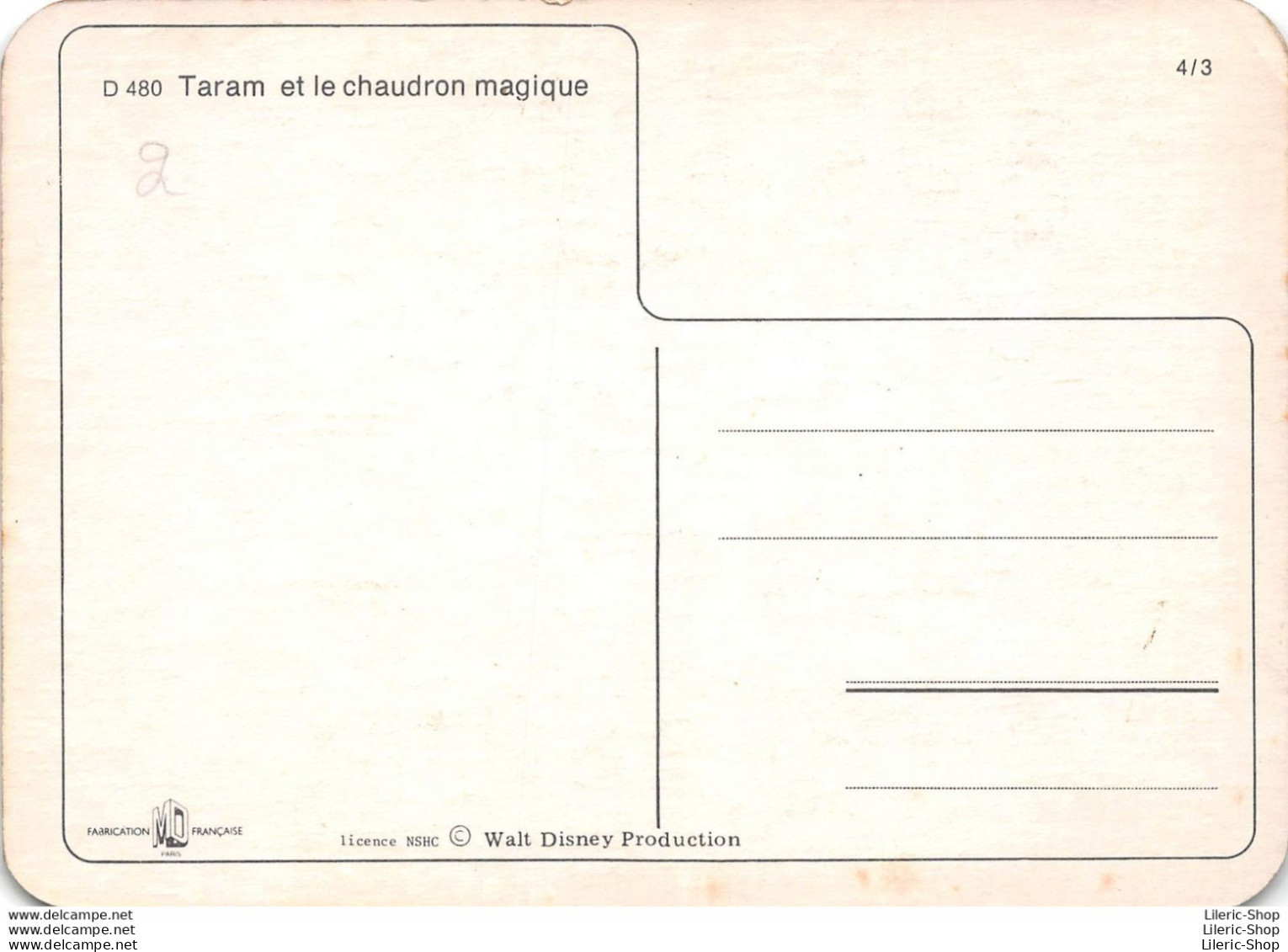 Carte Postale Walt Disney . TARAM Et Le Chaudron Magique 4/3 - Autres & Non Classés