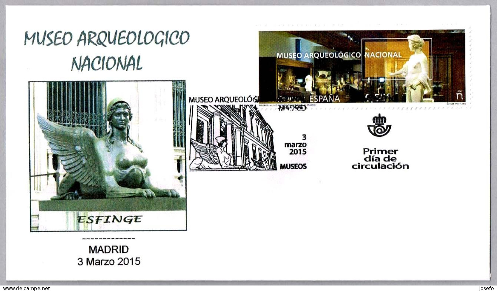 Museo Arqueologico Nacional - ESFINGE - SPHINX. FDC Madrid 2015 - Mythology
