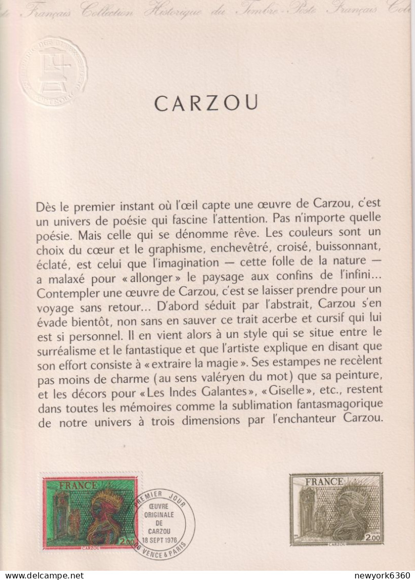 1976 FRANCE Document De La Poste Carzou N° 1900 - Postdokumente