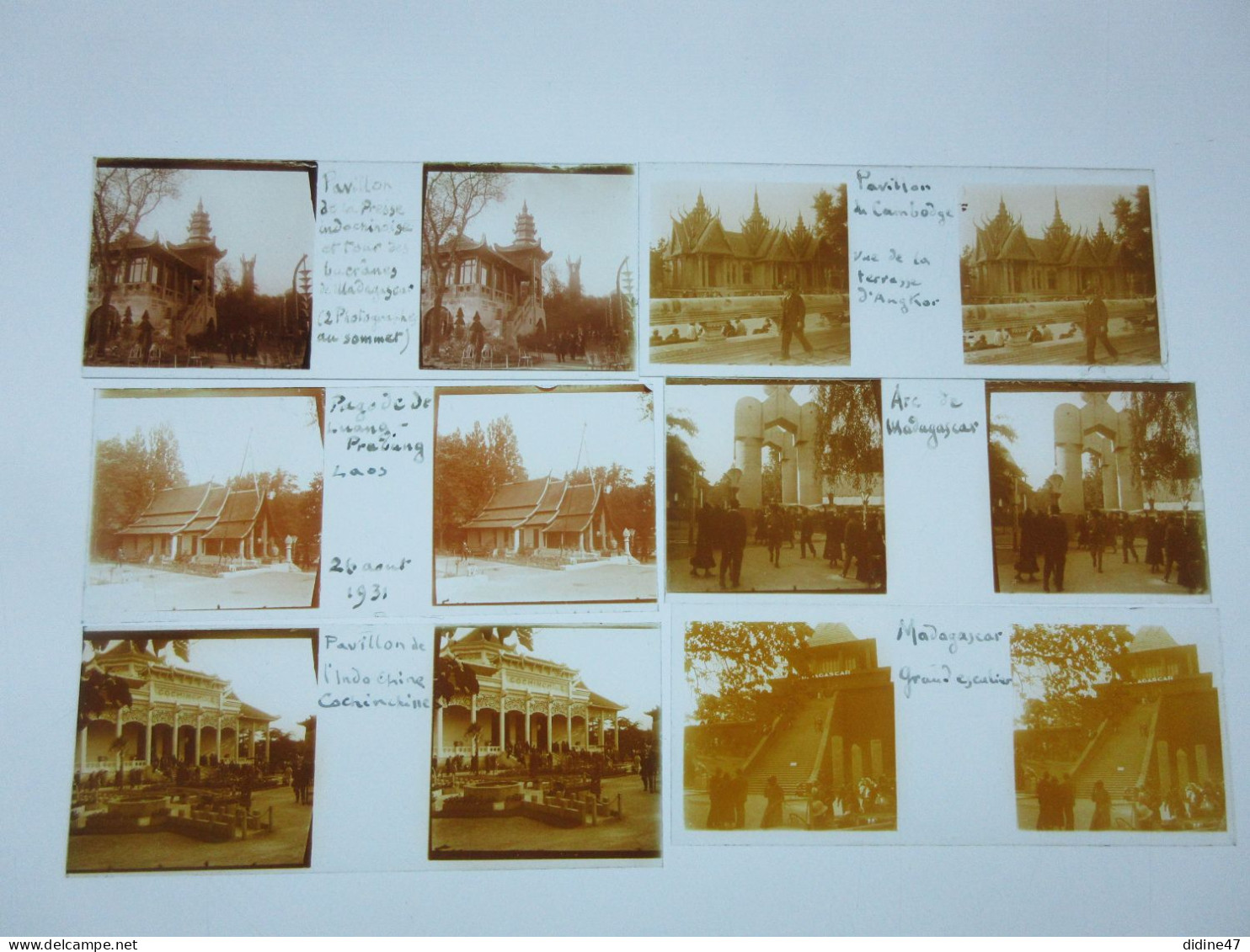 PLAQUES DE VERRE - PHOTOS STEREOSCOPIQUES-45 X 107- EXPOSITION COLONIALE1931- Lot De 14 -(boite 2 ) - Glasdias