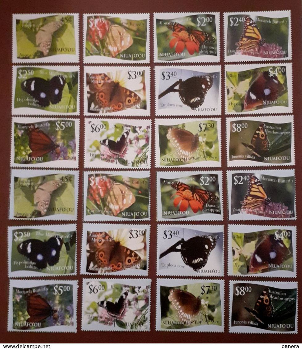Niuafo'ou 2012 - Fauna , Butterflies , Series 24 Values ,  Perforated , MNH , Mi.445-468 - Tonga (1970-...)