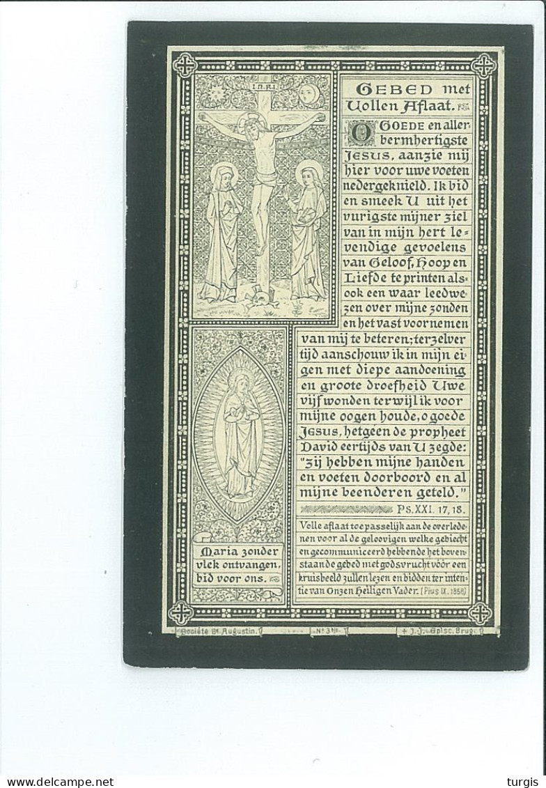 AUGUSTE S M SCOURION ECHTG FRANCISCUS DE VRIENDT ° BRUGGE 1829 + 1897 - Images Religieuses