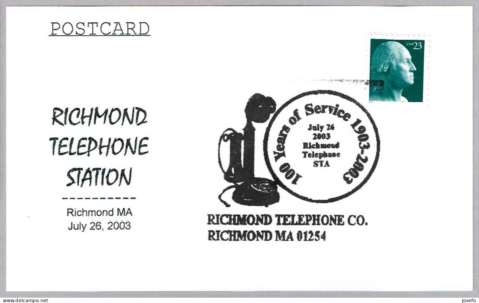 100 Años TELEFONO EN RICHMOND - 100 Years Telephone. Richmond MA 2003 - Telecom
