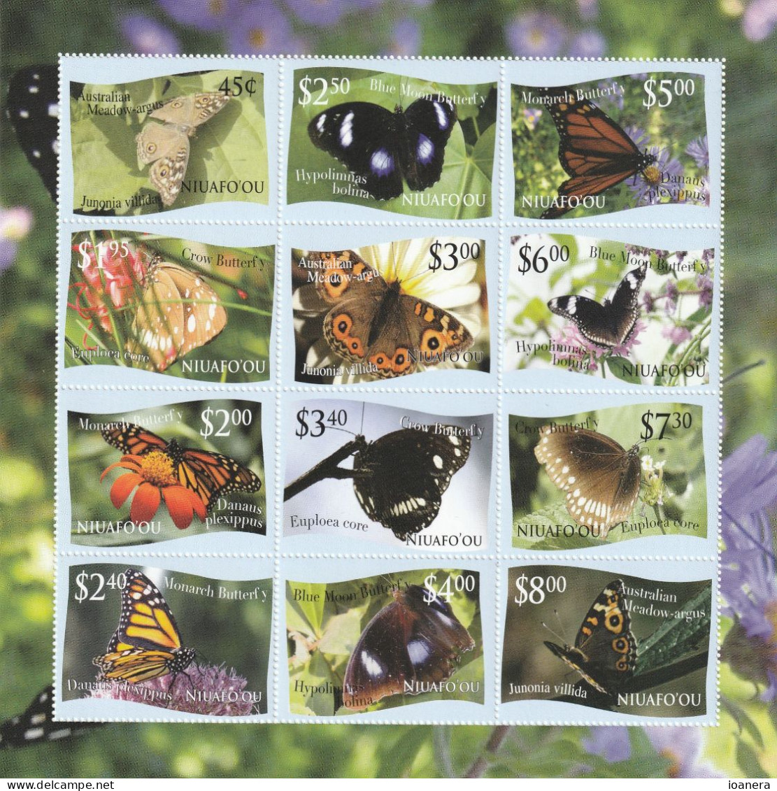 Niuafo'ou 2012 - Fauna , Butterflies , Block 12 Values ,  Perforated , MNH , Mi.457-468 KB - Tonga (1970-...)