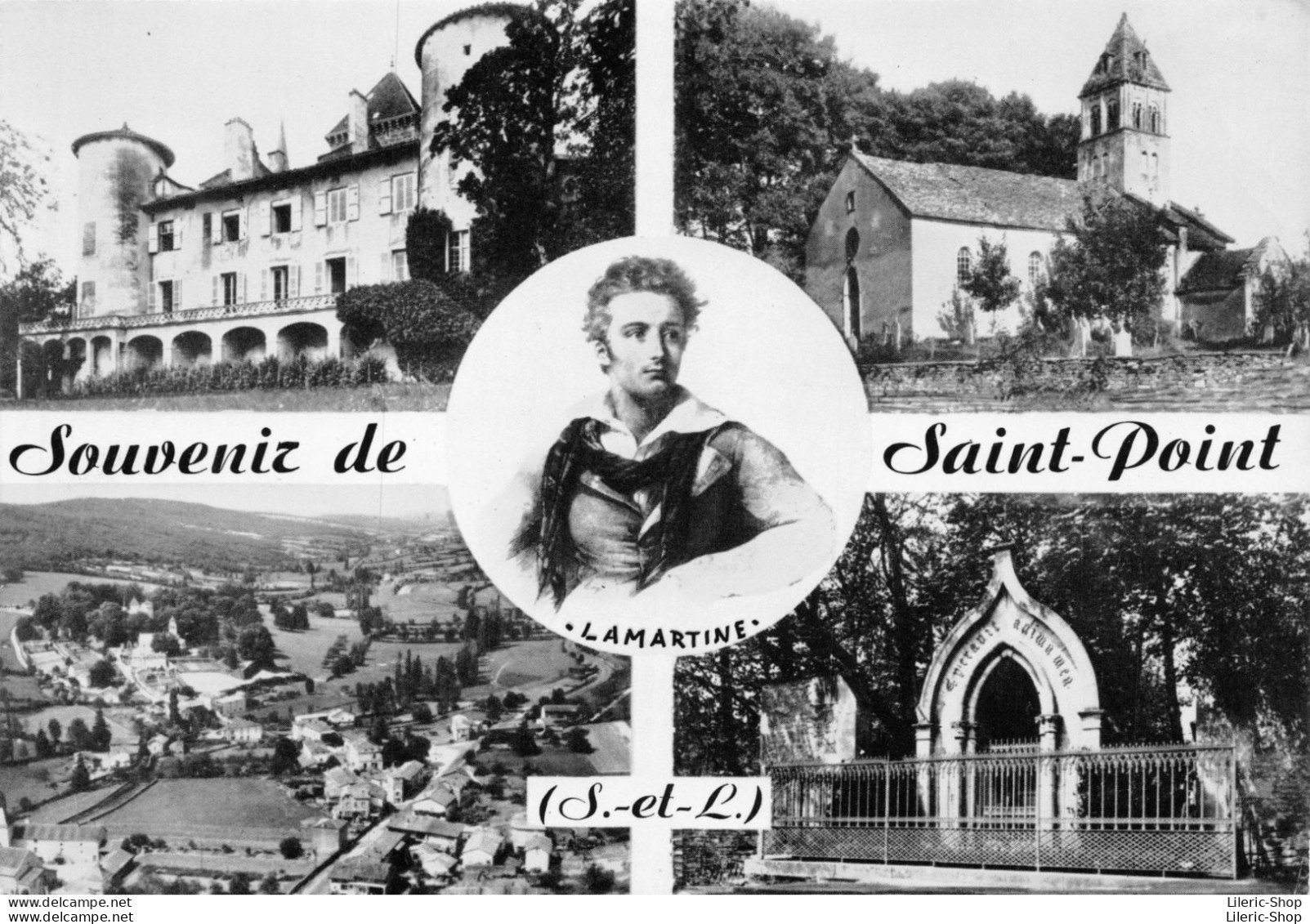 Souvenir De SAINT-POINT (71. S.-et-L.) Château De Lamartine L'église - Vue Générale - Tombeau De Lamartine Cpsm  GF - Autres & Non Classés