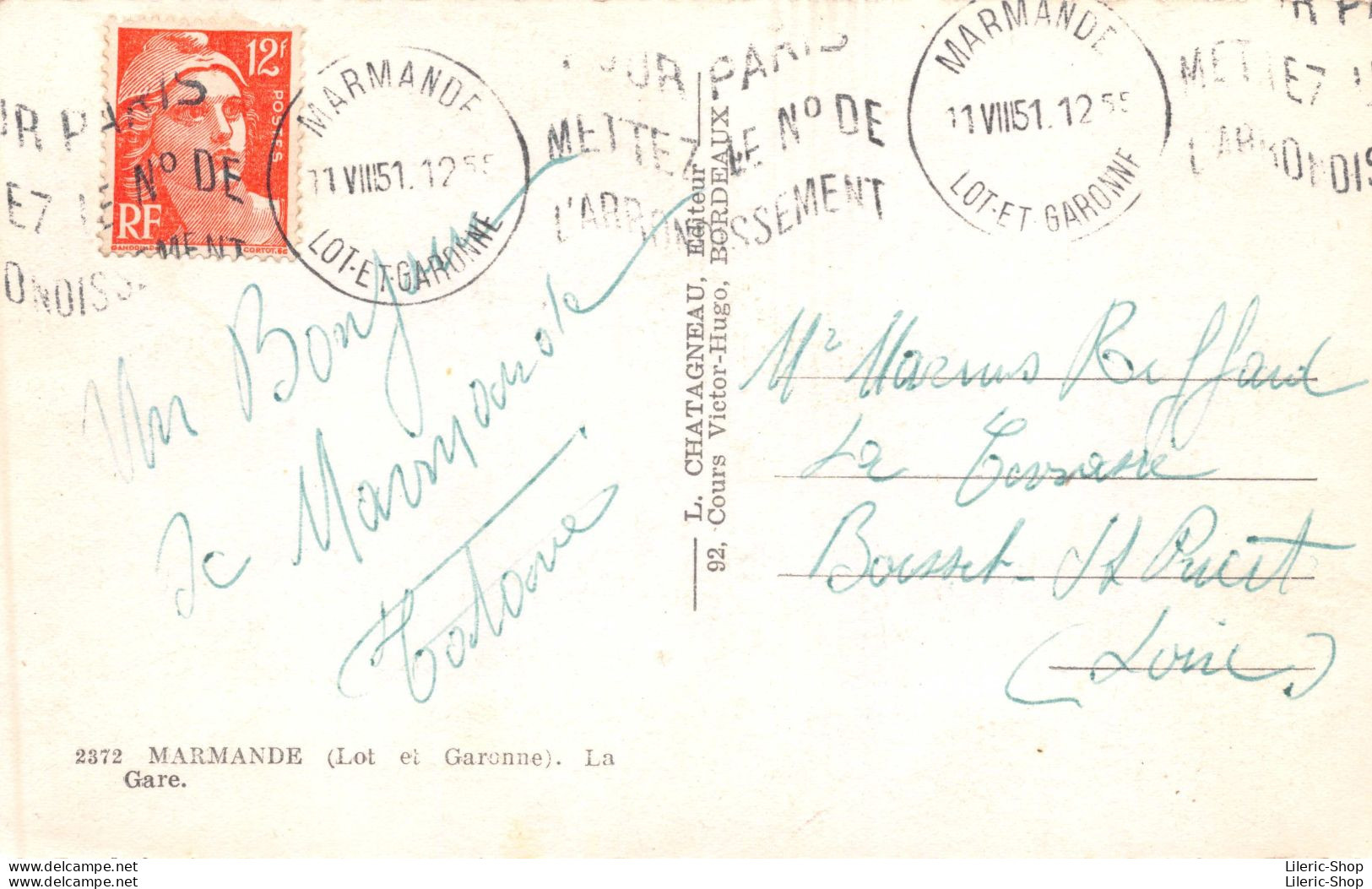 MARMANDE (Lot Et Garonne). La Gare. Cpsm 1951 - Marmande
