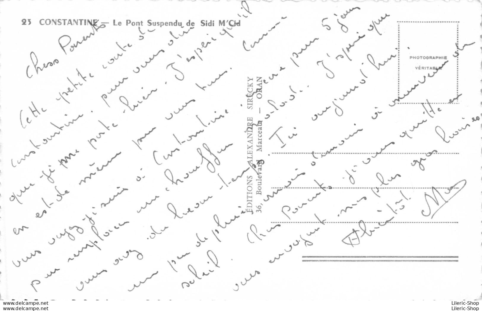 CONSTANTINE - Le Pont Suspendu, Ou Passerelle De Sidi M'Cid Cpsm Dentelée PF - Constantine