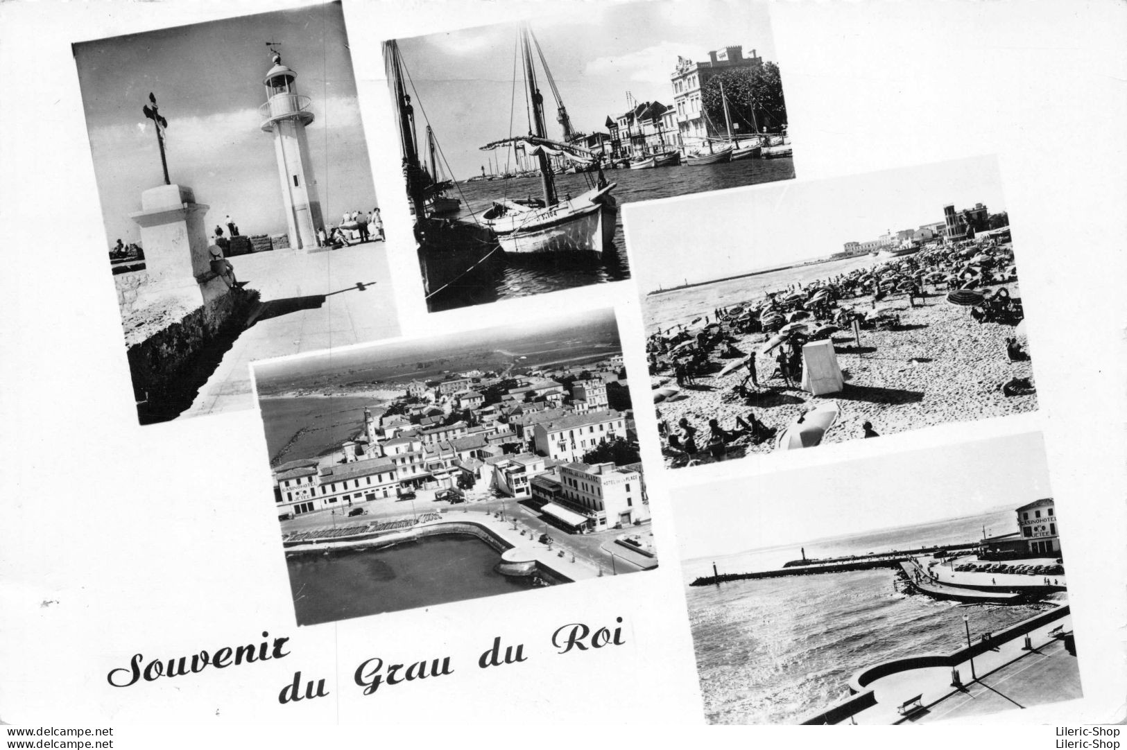 Souvenir Du Grau Du Roi - Multivues En 5 Photos Cpsm Dentelée  PF 1956 - Le Grau-du-Roi