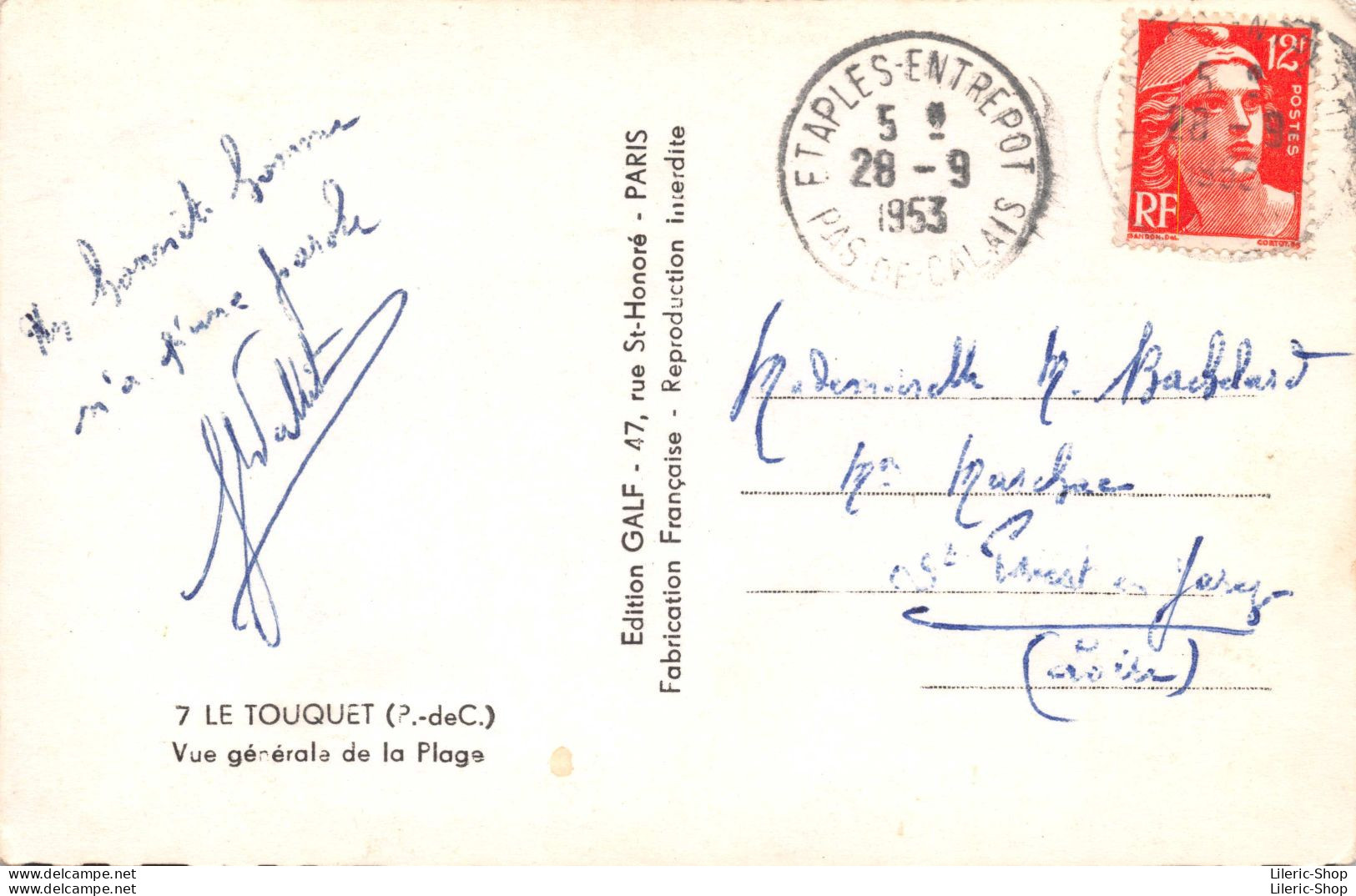 LE TOUQUET (P.-deC.) Vue Générale De La Plage Cpsm PF 1953 - Le Touquet