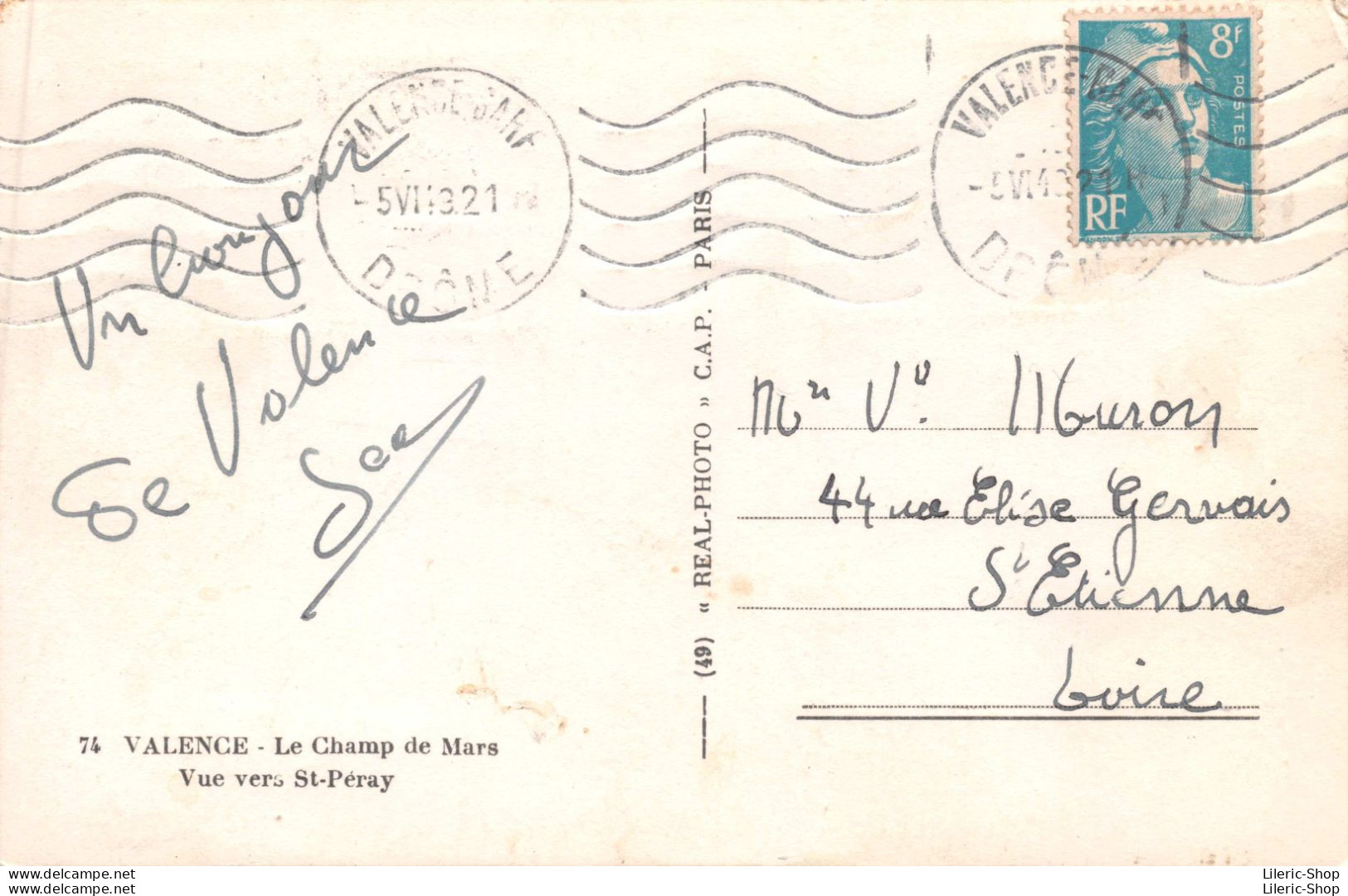 VALENCE (26) Le Champ De Mars - Le Kiosque à Musique - Vue Vers St Péray En 1948 - Valence