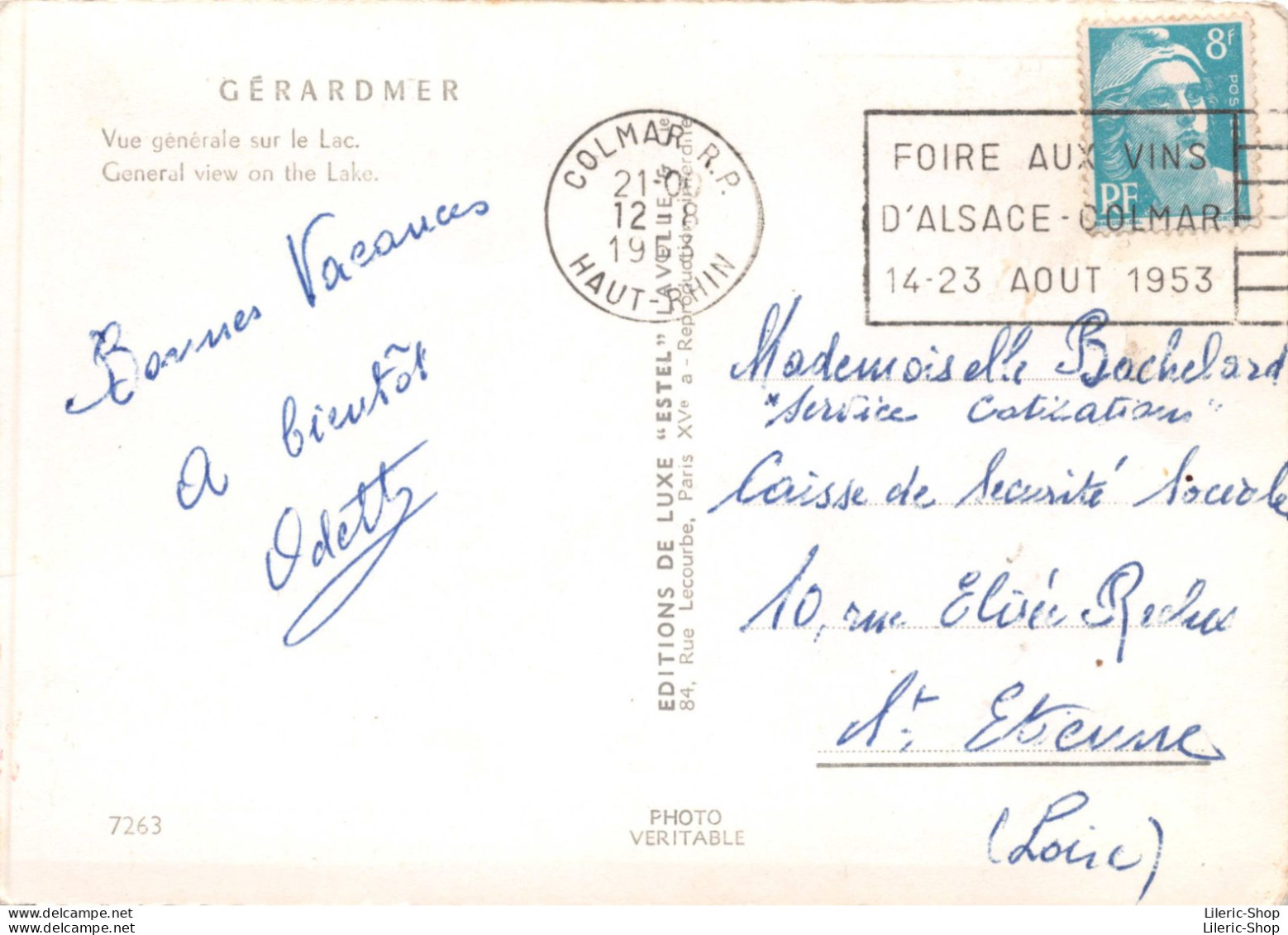 GERARDMER (88) Vue Générale Sur Le Lac - Cpsm Dentelée GF 1953 - Hold To Light