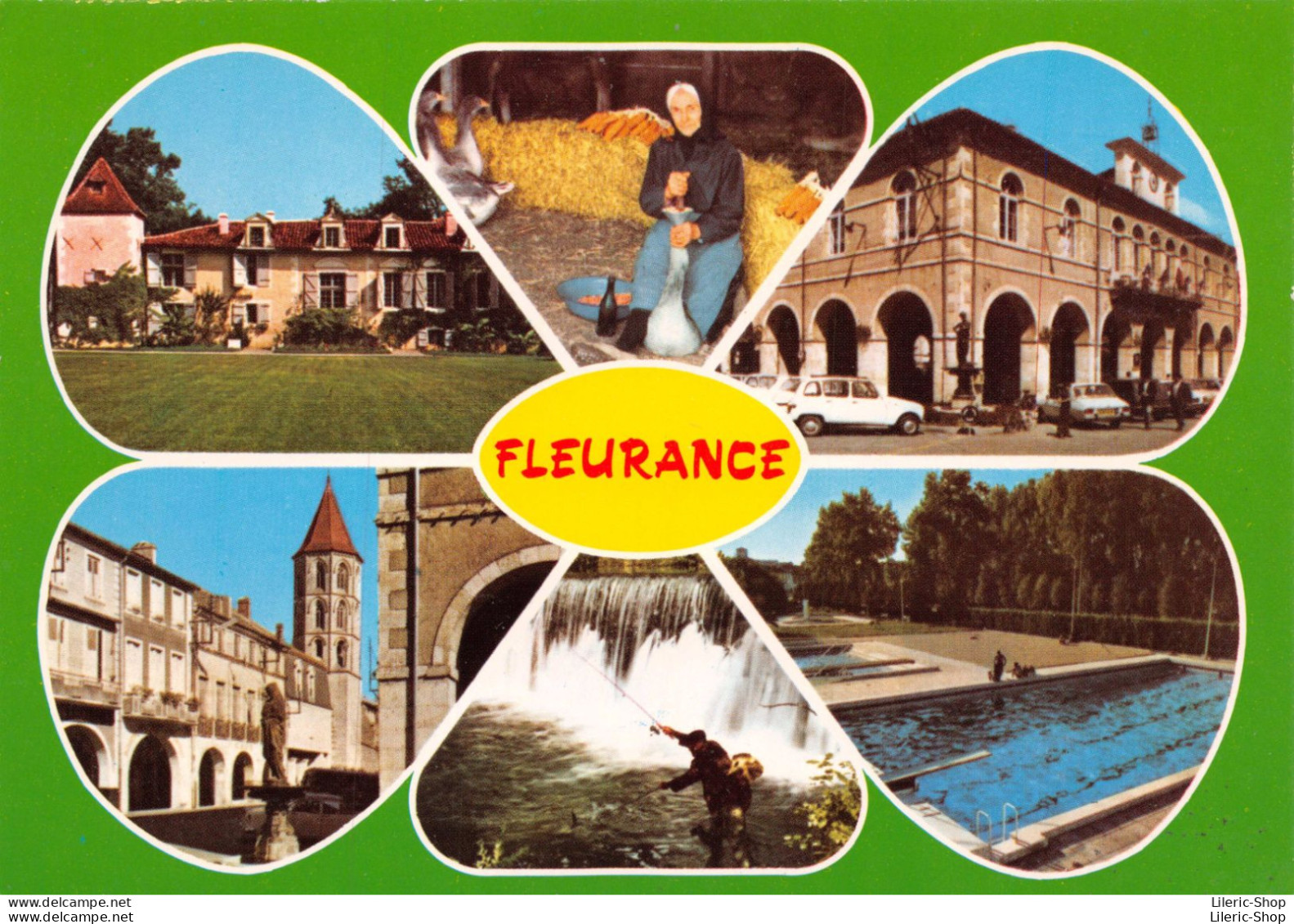 FLEURANCE (Gers) 2 Cpsm Multivues Gaveuse D'oie, Automobiles - Fleurance