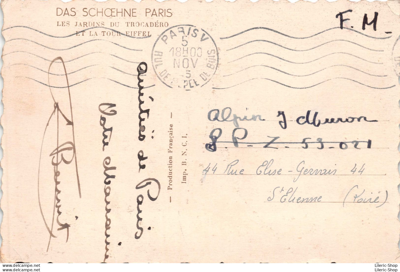 DAS SCHOEHNE PARIS - LES JARDINS DU TROCADÉRO  ET LA TOUR EIFFEL  1945 - Tour Eiffel