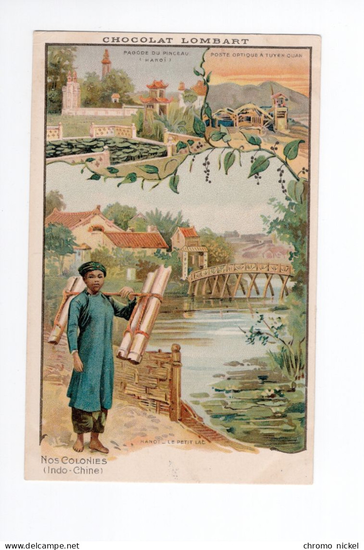 Chromo Carte Postale INDOCHINE Porteuse D'eau Annamite Colonies Françaises Chocolat Lombart Bien - Autres & Non Classés