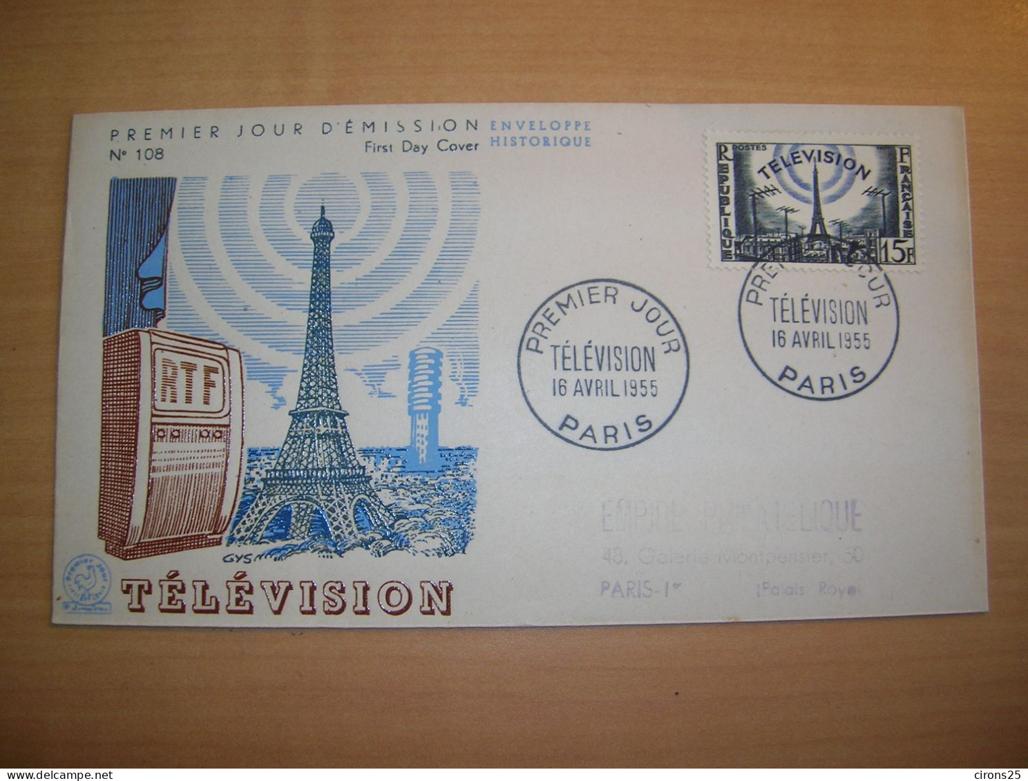 Enveloppe FDC 1er Jour FRANCE TELEVISION 1955 - 1950-1959