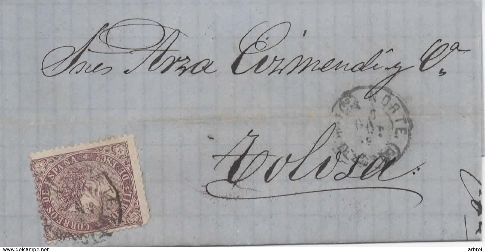 ISABEL II CC A TOLOSA 1869 MAT AMBULANTE - Cartas & Documentos