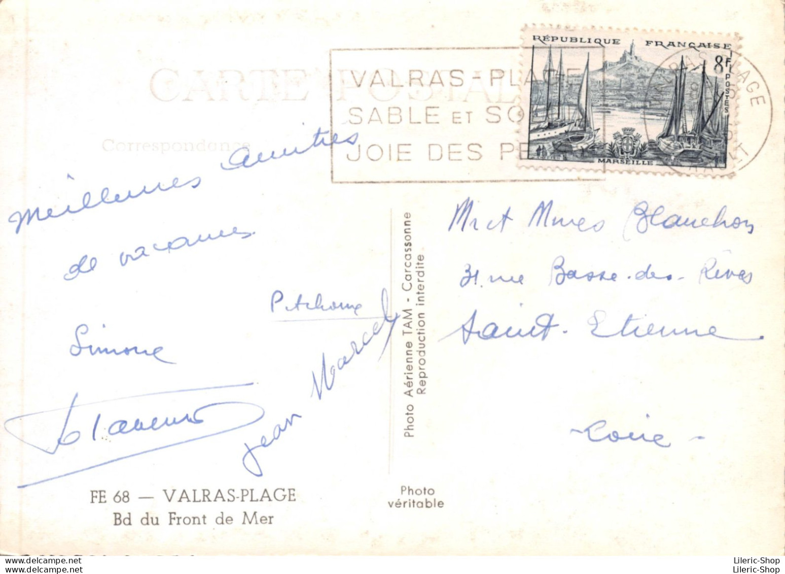 VALRAS-PLAGE (34) Très Belle Vue Aérienne -  Bd Du Front De Mer   Cpsm GF 1956 - Sonstige & Ohne Zuordnung