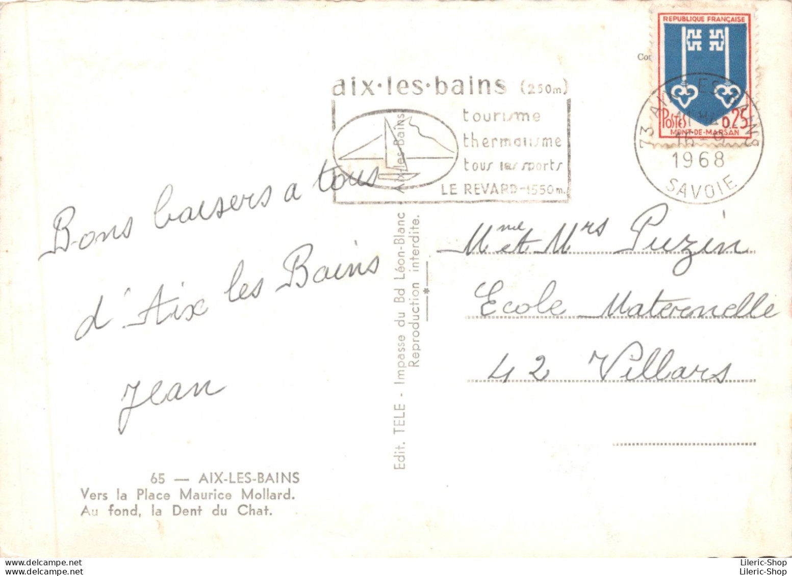 AIX-LES-BAINS (73) Vers La Place Maurice Mollard # Automobiles # Renault Dauphine Et 4 Cv Cpsm GF 1968 - Aix Les Bains