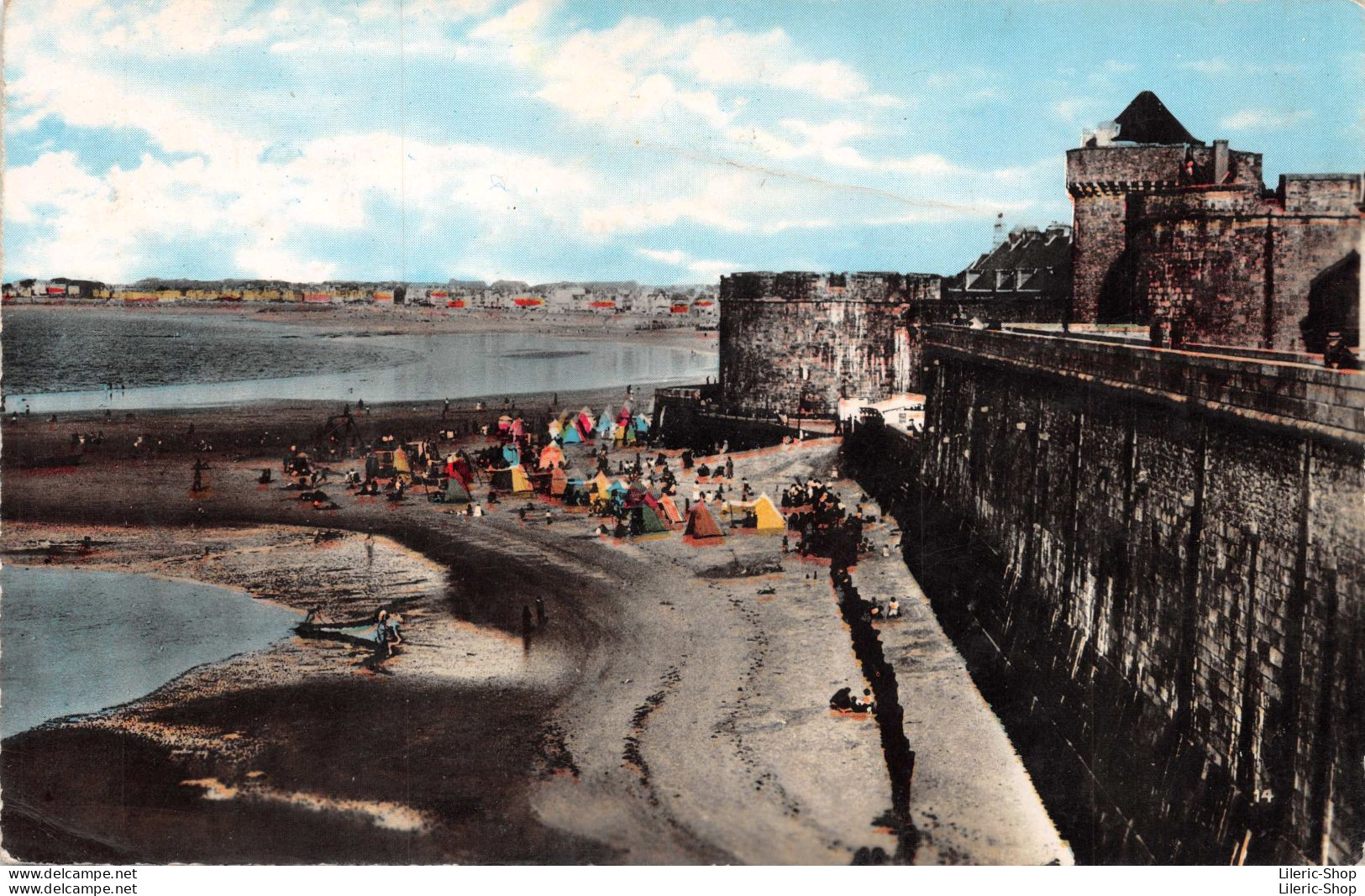 SAINT MALO (35)  LA GRANDE PLAGE ET LA TOUR QUI QU'EN GROGNE Cpsm PF ± 1960 - Saint Malo
