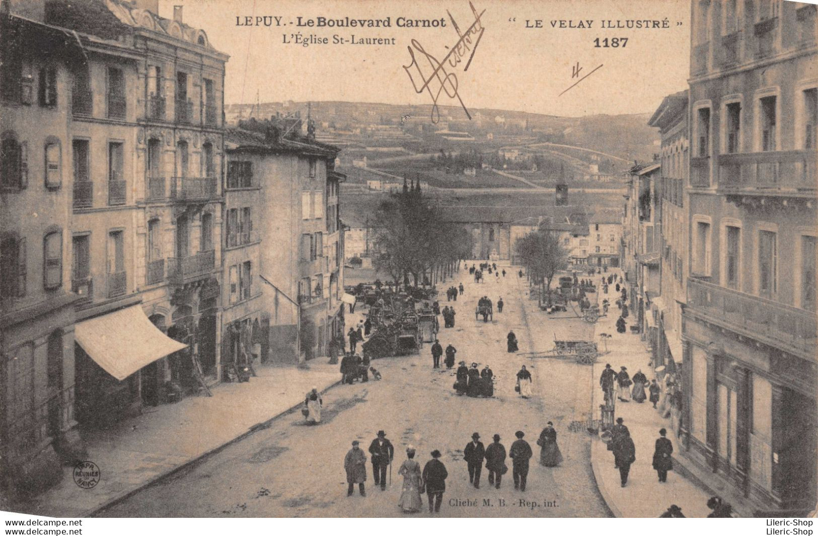 LE PUY (Haute-Loire).- Le Boulevard Carnot - L'Église St-Laurent -.cpa 14/11/1907 Edition L.P Le Puy - Le Puy En Velay