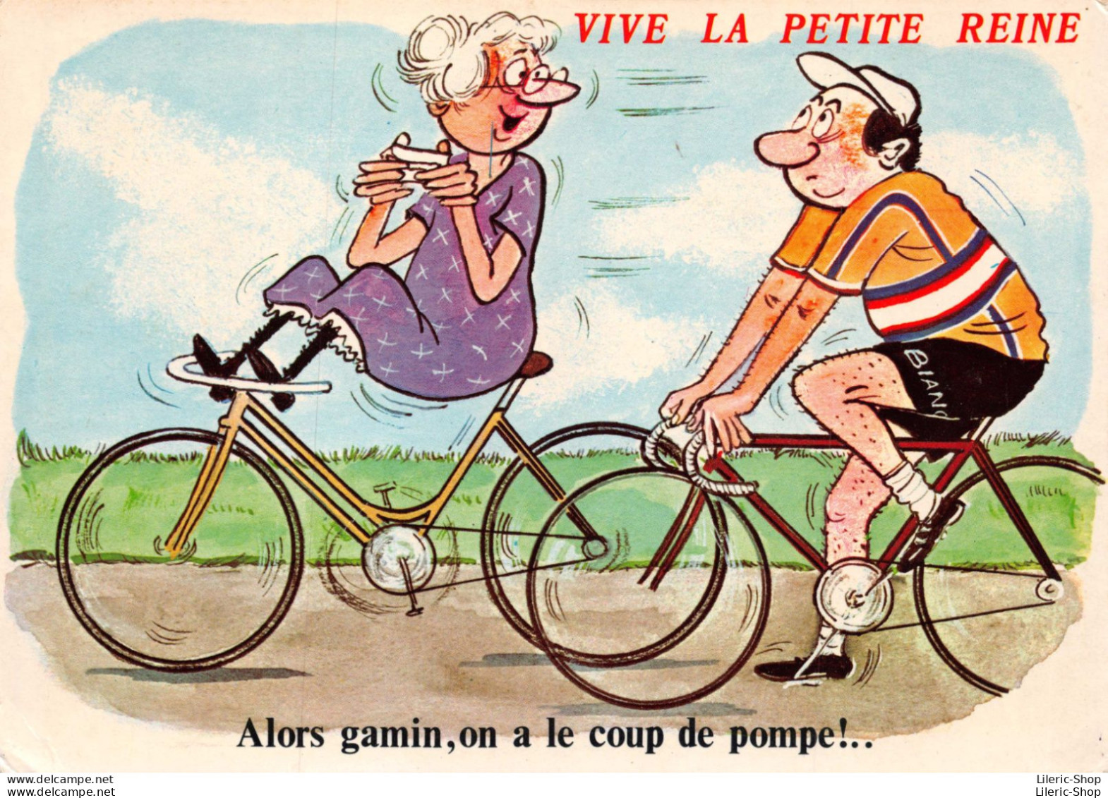 # Humour #  Cyclisme # VIVE LA PETITE REINE Alors Gamin, On A Le Coup De Pompe!.. Cpsm GF - Humour