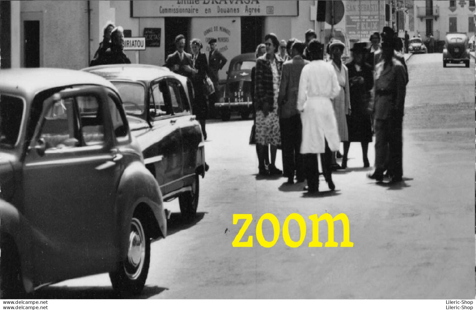 Le Pont International De BEHOBIE (64) # Automobiles #  Renault 4cv Peugeot 202 Cpsm PF ± 1960 - Béhobie
