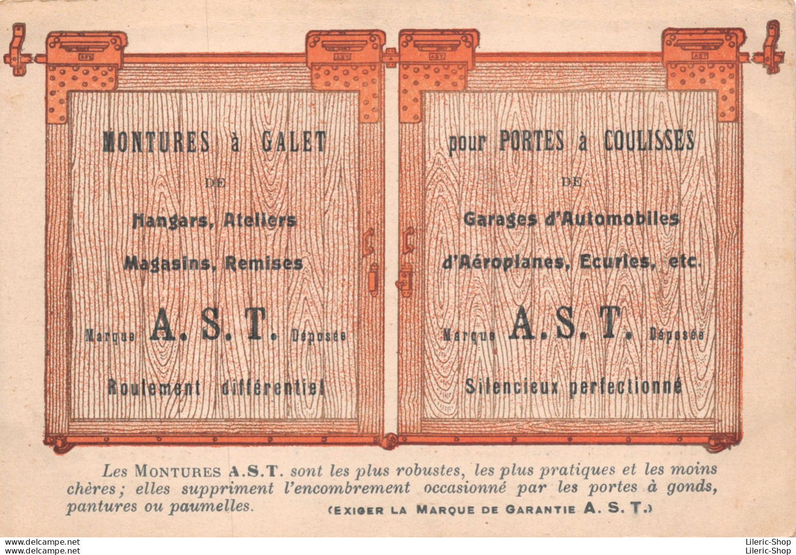 CARTE PUBLICITAIRE MONTURES A GALET A. S. T. Pour PORTES à COULISSES - Publicité