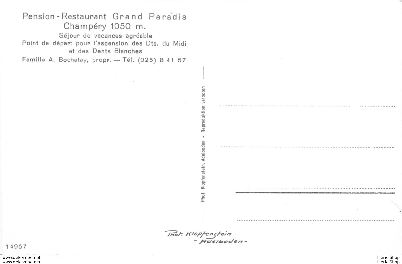 SUISSE VS - Pension - Restaurant Grand Paradis Champéry - Famille A. Bochatay, Propr. - Champéry