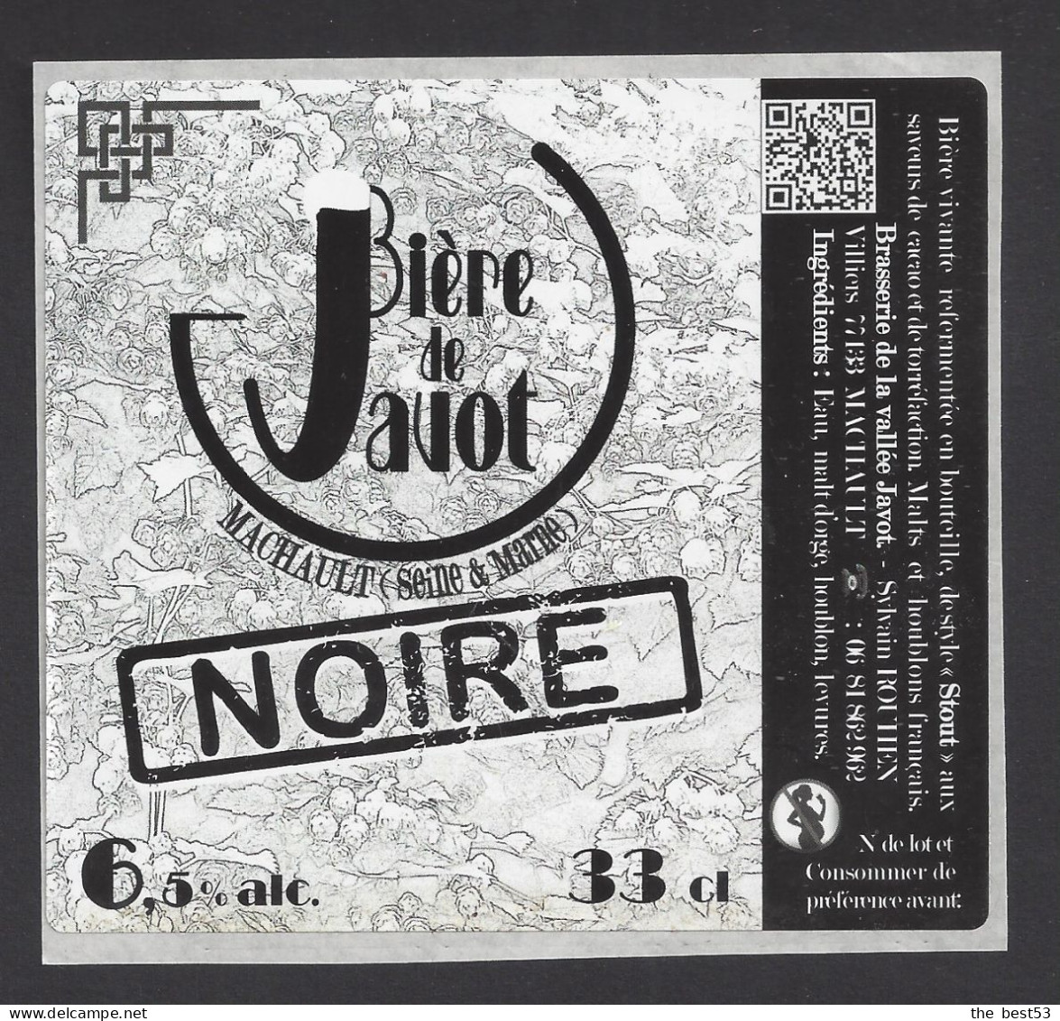 Etiquette De Bière Noire  - De Javot  -    Brasserie Rouhen  à  Machault   (77) - Bière