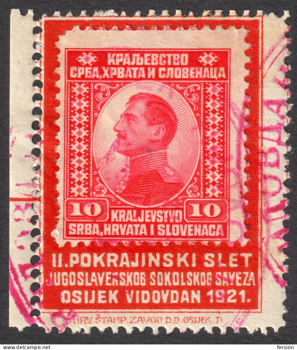 LATIN letters - 1921 Croatia Yugoslavia SHS Sokolski slet Scouts Scout Meeting OSIJEK FDC cinderella vignette label