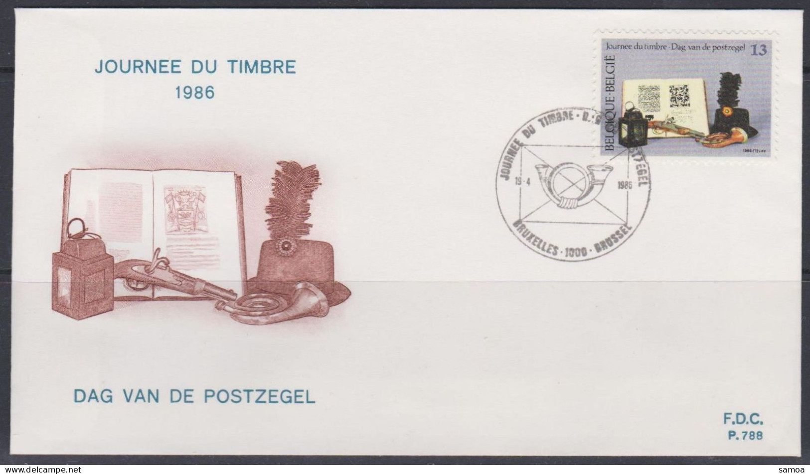 Belgique FDC 1986 2210 Journée Du Timbre Musée Des Postes Et Télécommunications Bruxelles Brussel - 1981-1990