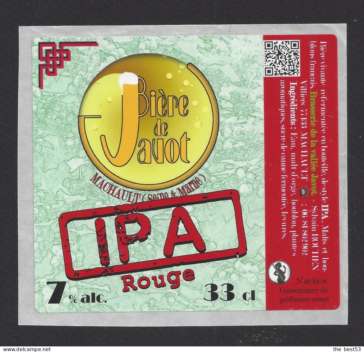 Etiquette De Bière IPA  -  De Javot  -    Brasserie Rouhen  à  Machault   (77) - Bière