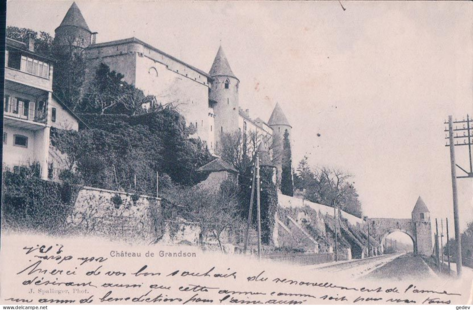 Grandson, Château Et Chemin De Fer (14.1.1905) - Grandson