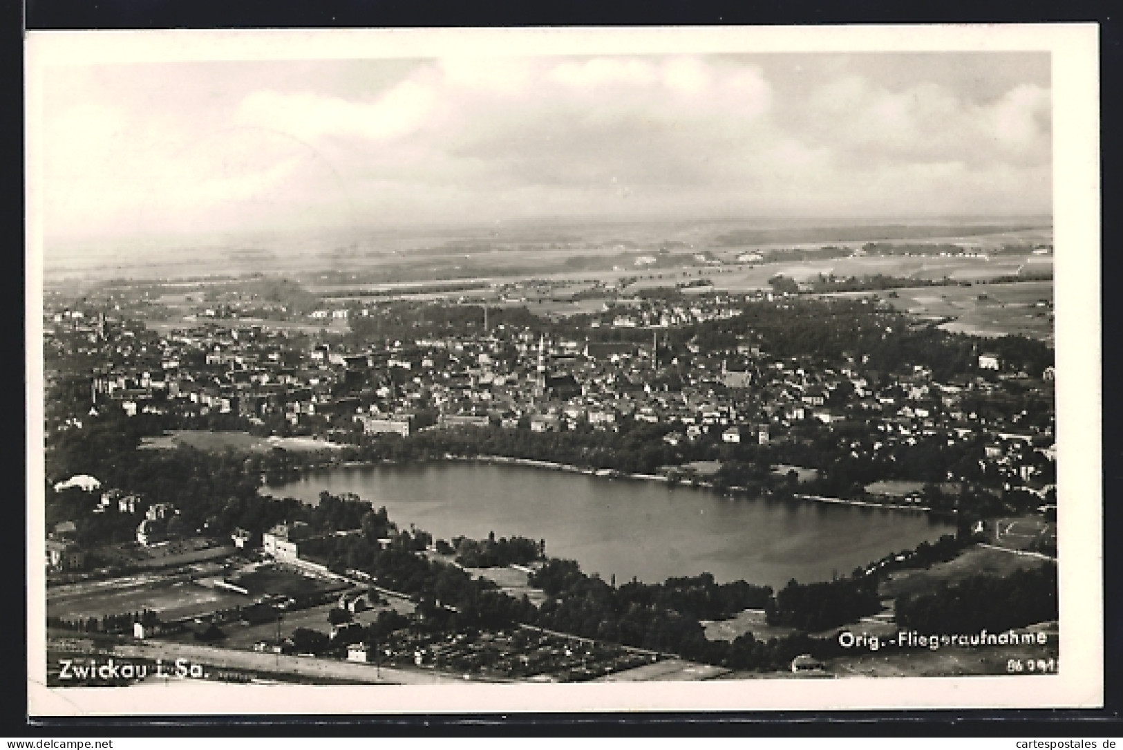 AK Zwickau, Orig.Fliegeraufnahme Mit Fluss  - Zwickau