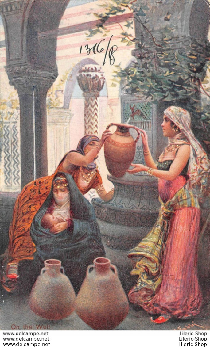 Cpa Illustrateur, Signée Fabio Fabbi, Egypte - Orientalisme - Femmes - On The Well (poterie, Allaitement ) - Other & Unclassified