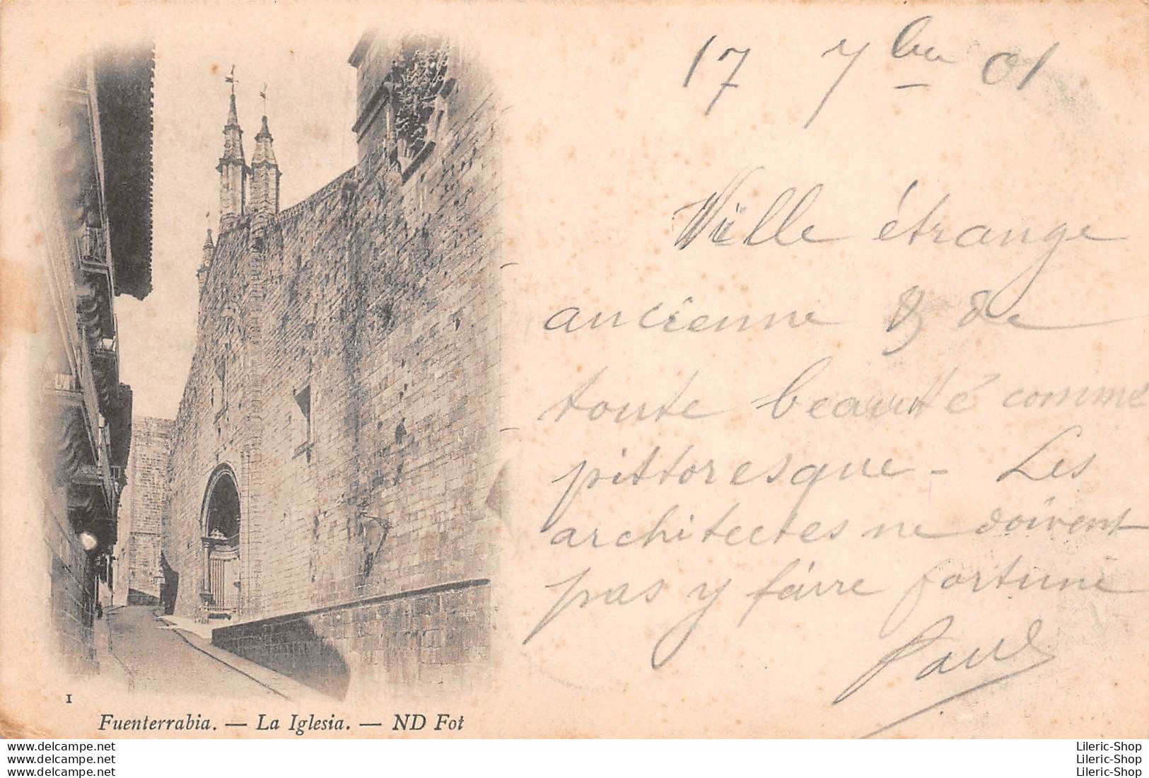 Espagne > País Vasco > Guipúzcoa - Fuenterrabia Año 1901 - La Iglesia. - ND Fot - Guipúzcoa (San Sebastián)