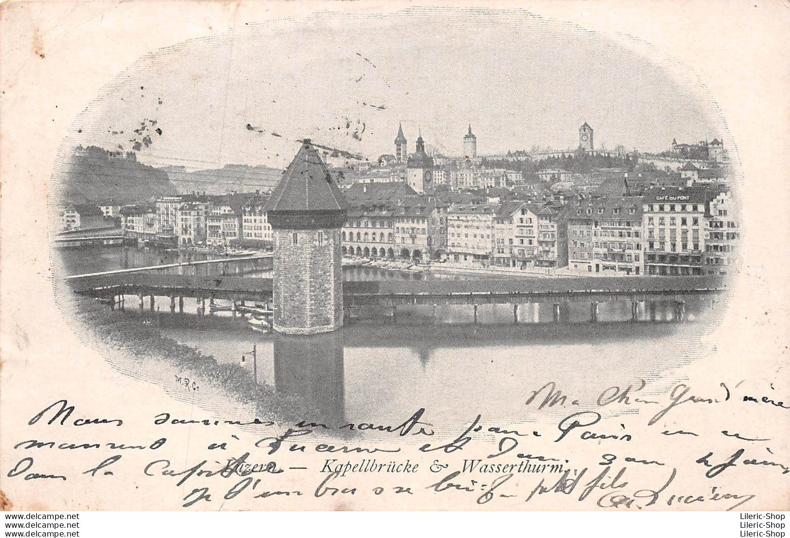 Suisse > LU Lucerne - Luzern Lucerna - Postkarte 1901 !!!  Kapellbrücke Und Wasserturm - Luzern