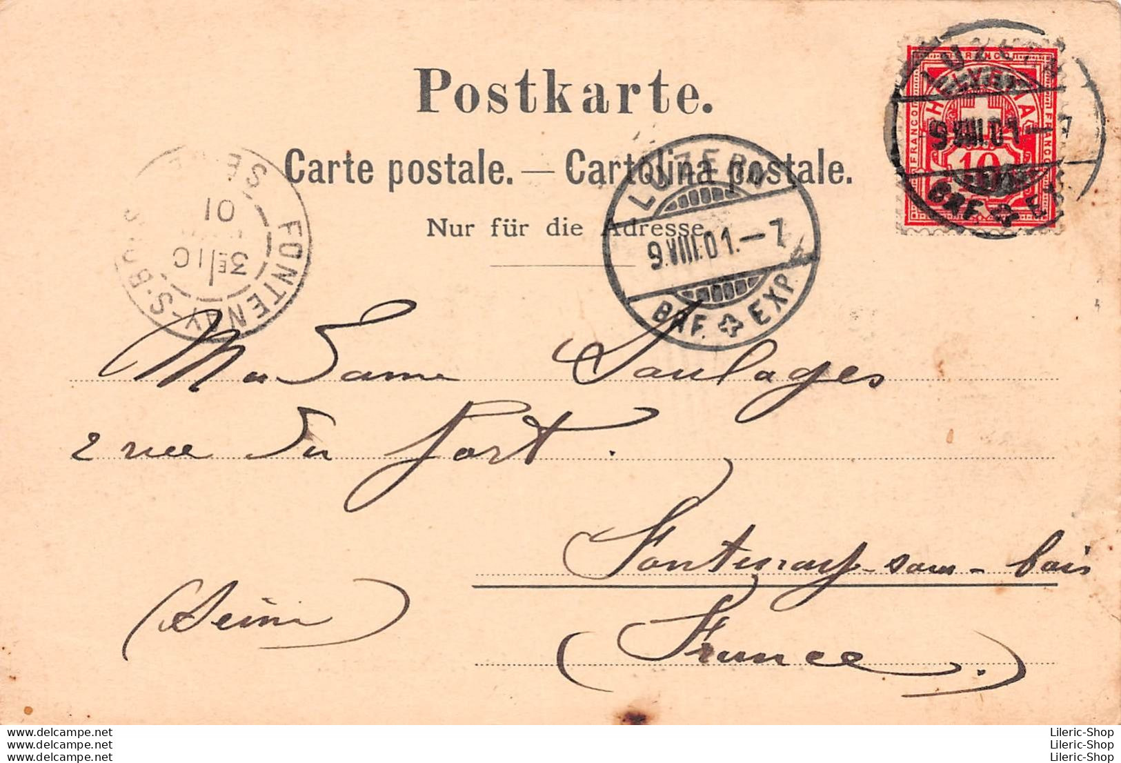 Suisse > LU Lucerne - Luzern Lucerna - Postkarte 1901 !!!  Kapellbrücke Und Wasserturm - Lucerna