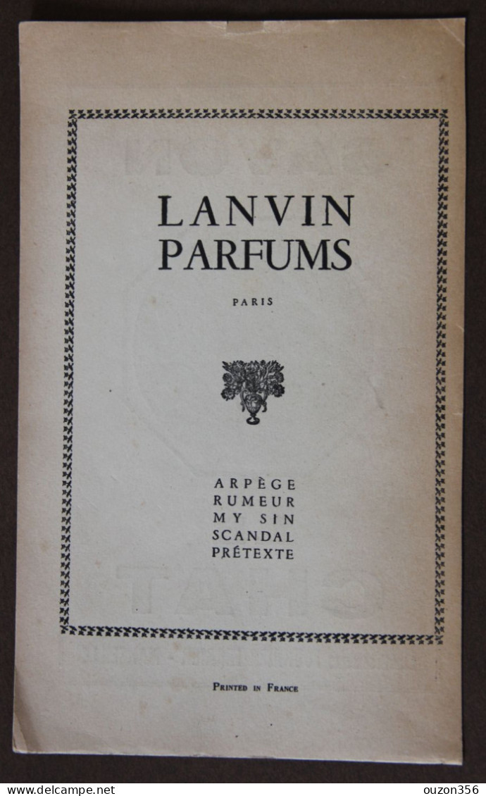 Publicité : Savon Le Chat ; Lanvin Parfums, 1951 - Publicités