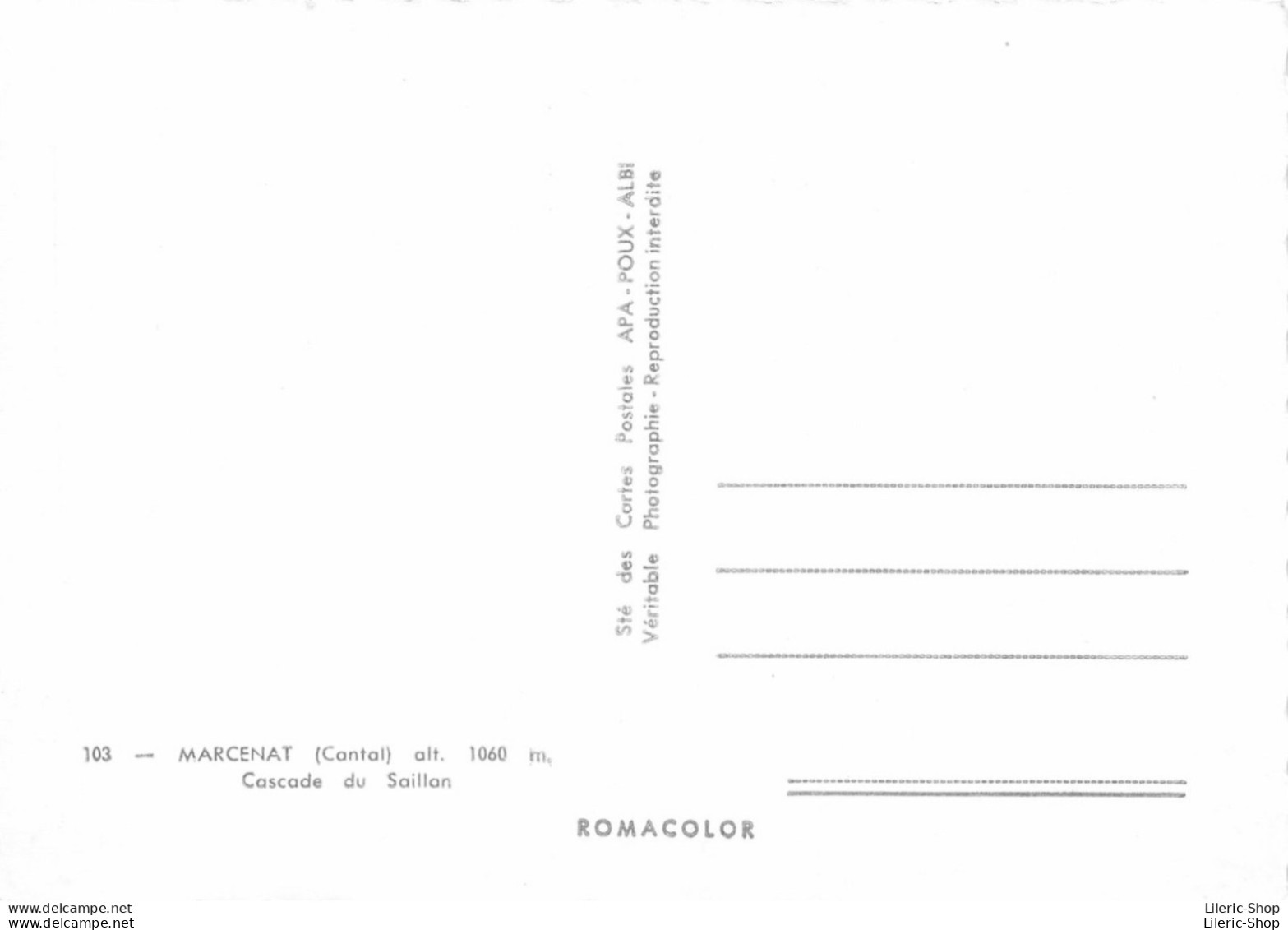 Marcenat (15) - Cascade Du Saillan - Éditions Apa-Poux CPSM GF - Sonstige & Ohne Zuordnung