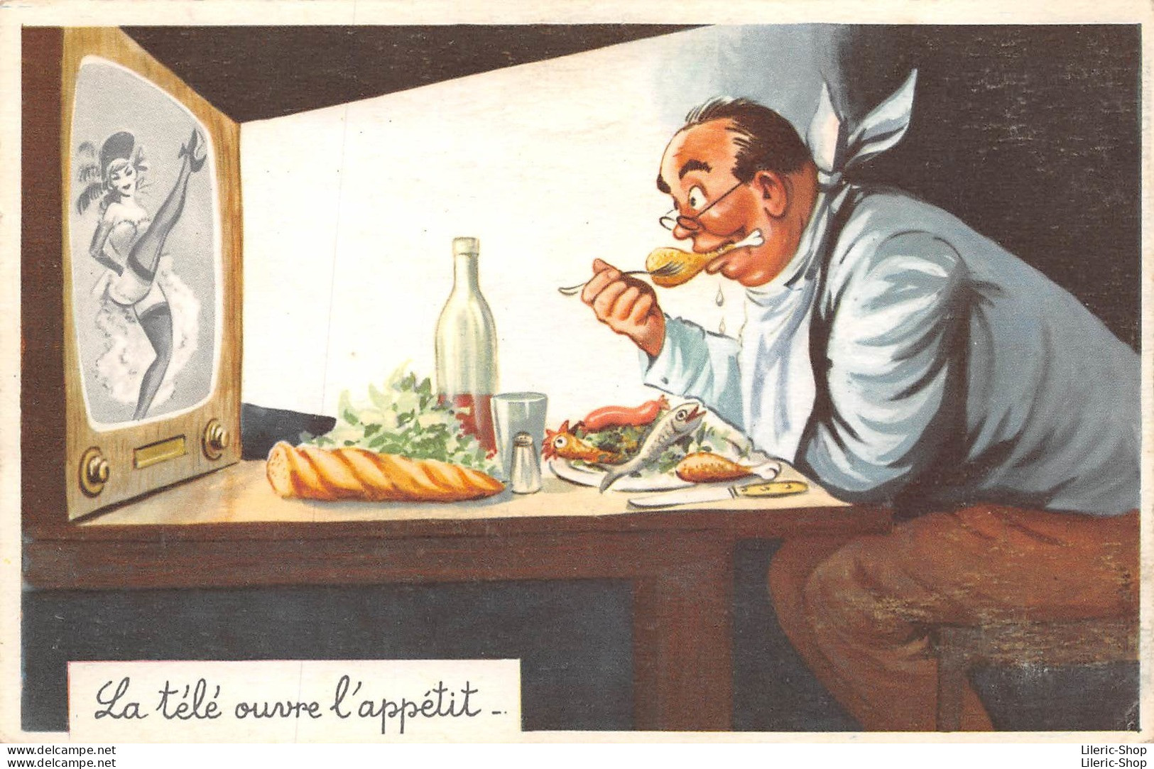 Illustrateur CARRIERE - HUMOUR -  La Télé Ouvre L'appétit - Éditeur Photochrom N°983 - CPSM GF 1964 - Carrière, Louis